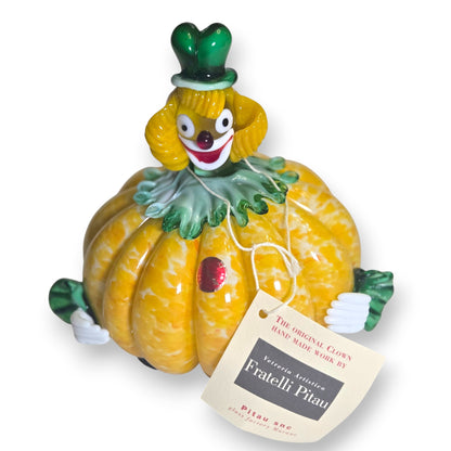 Fratelli Pitau Murano Yellow Pumpkin Glass Clown - Yellow