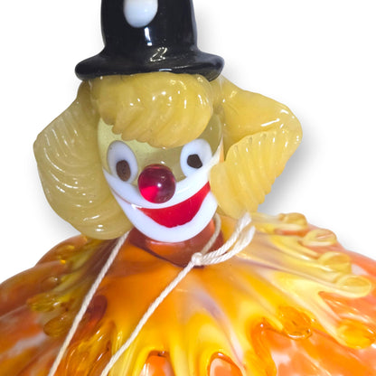 Fratelli Pitau Murano Orange Pumpkin Glass Clown - Orange