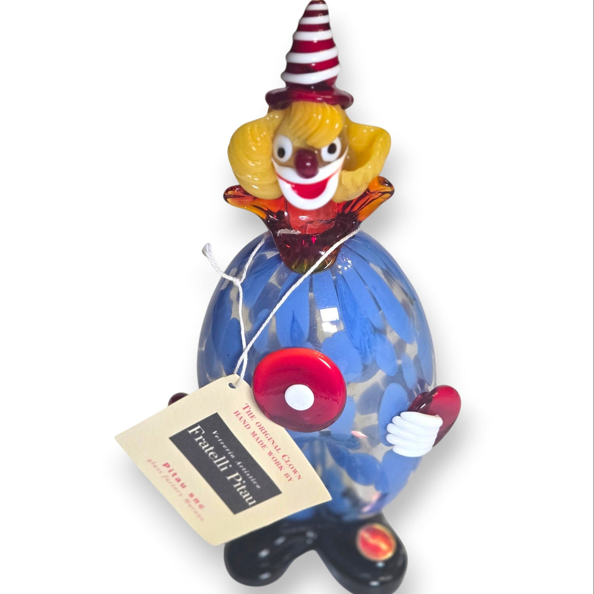 Fratelli Pitau Murano Blue Mottled Glass Clown - Blue