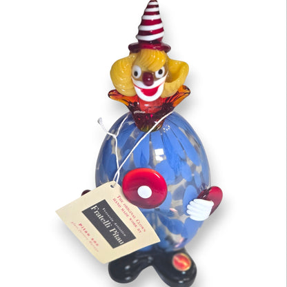 Fratelli Pitau Murano Blue Mottled Glass Clown - Blue