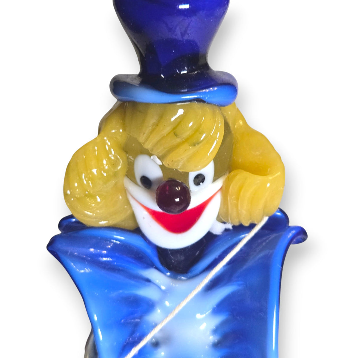 Fratelli Pitau Murano Vintage Blue And Yellow Striped Glass Clown - Blue/Yellow
