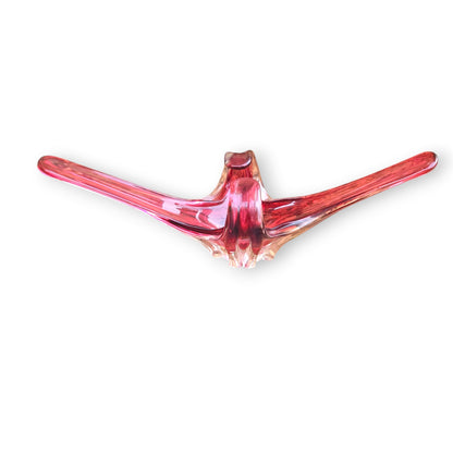 Murano Vintage Cranberry Rose Red Glass Centrepiece Bowl - Red