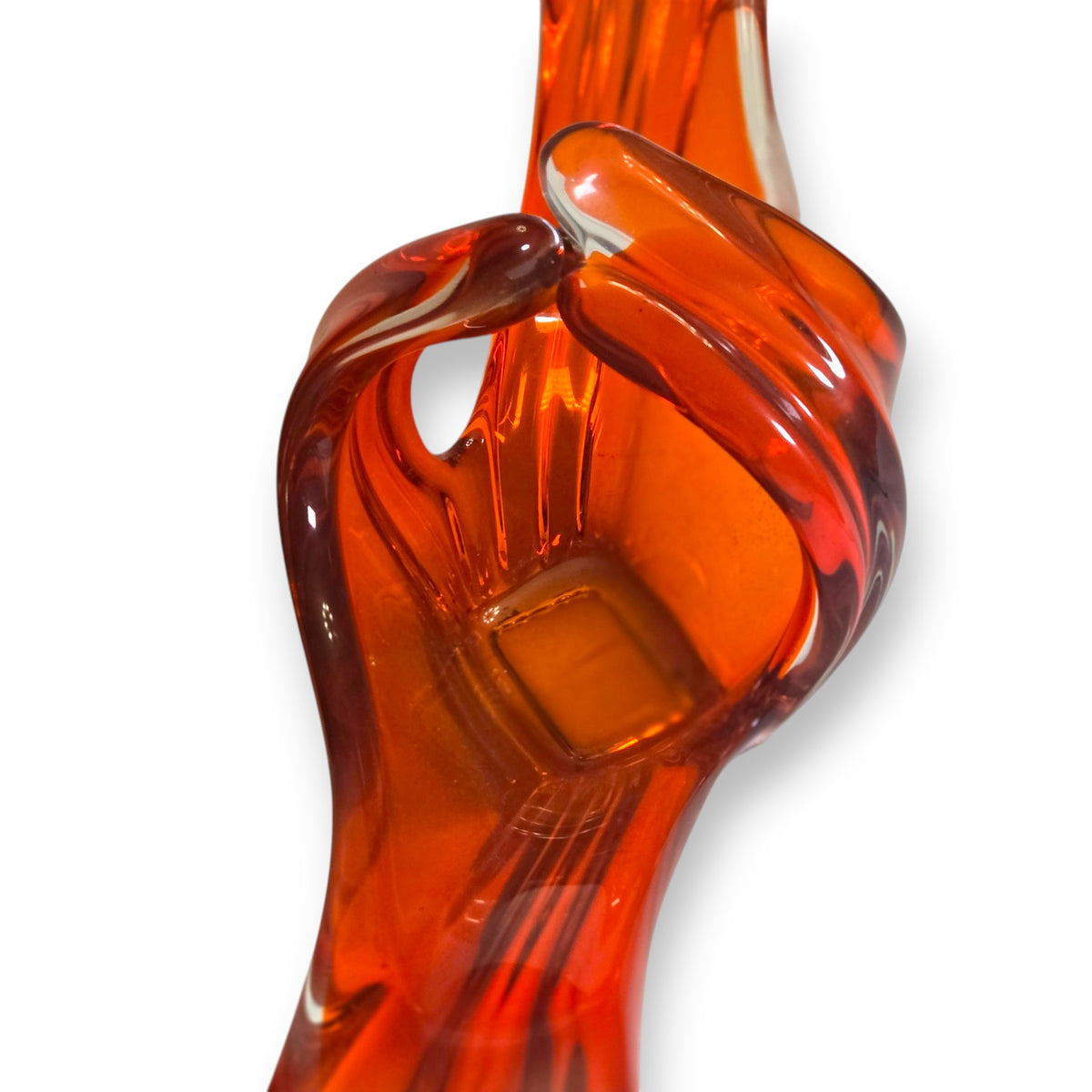 Murano Vintage Orange Glass Centrepiece Bowl - Orange