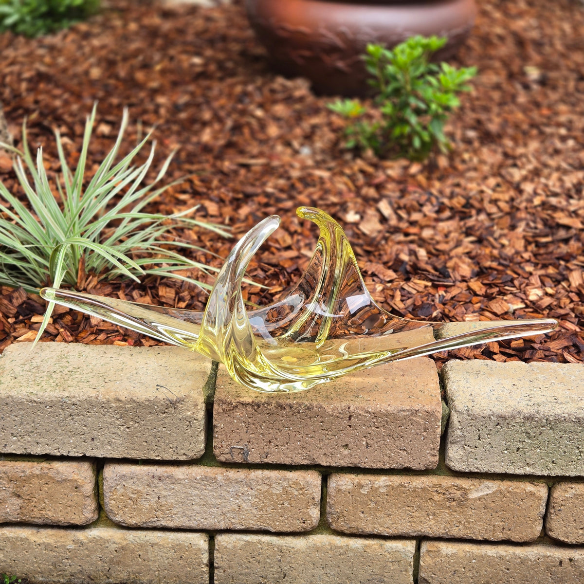 Murano Vintage Citron Yellow Glass Centrepiece - Citron Yellow