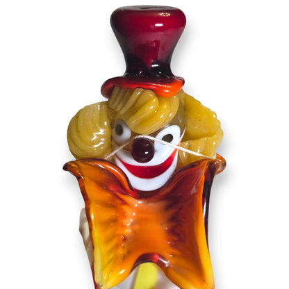 Fratelli Pitau Murano Orange, Yellow And White Striped Glass Clown - Multi