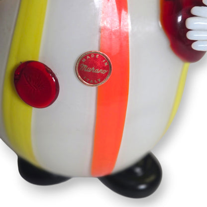Fratelli Pitau Murano Orange, Yellow And White Striped Glass Clown - Multi