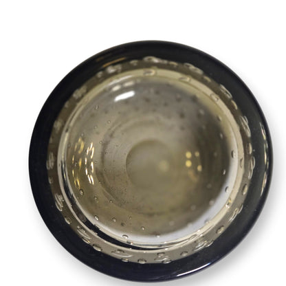 Murano Vintage Smoky Grey Charcoal Bullicante Glass Bowl Ashtray - Smokey Grey