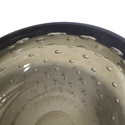 Murano Vintage Smoky Grey Charcoal Bullicante Glass Bowl Ashtray - Smokey Grey