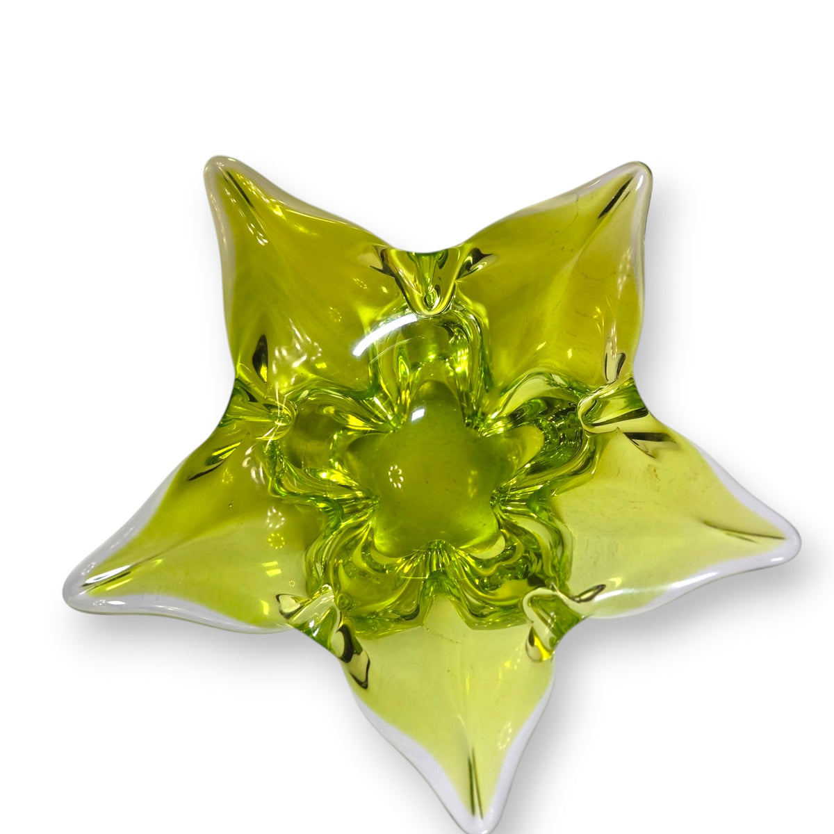 Murano Vintage Lime Green Glass Bowl - Green