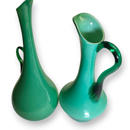 Empoli Vintage Sea Green Glass Jugs - Green