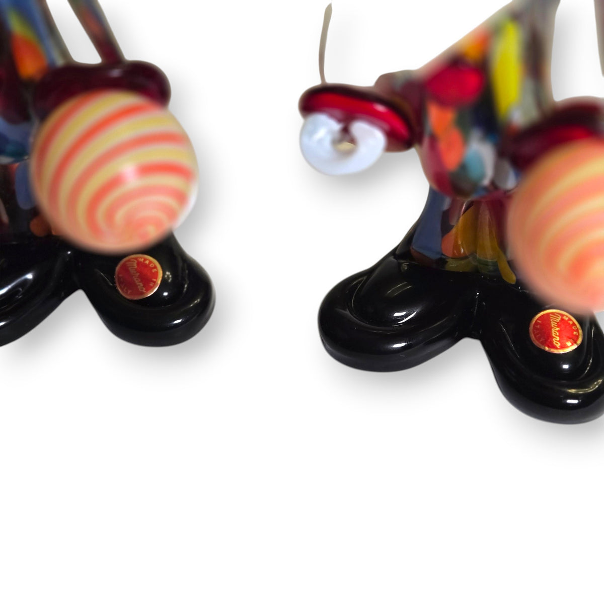 Fratelli Pitau Murano Vintage Multicolour Glass Clowns With Ball - Multi