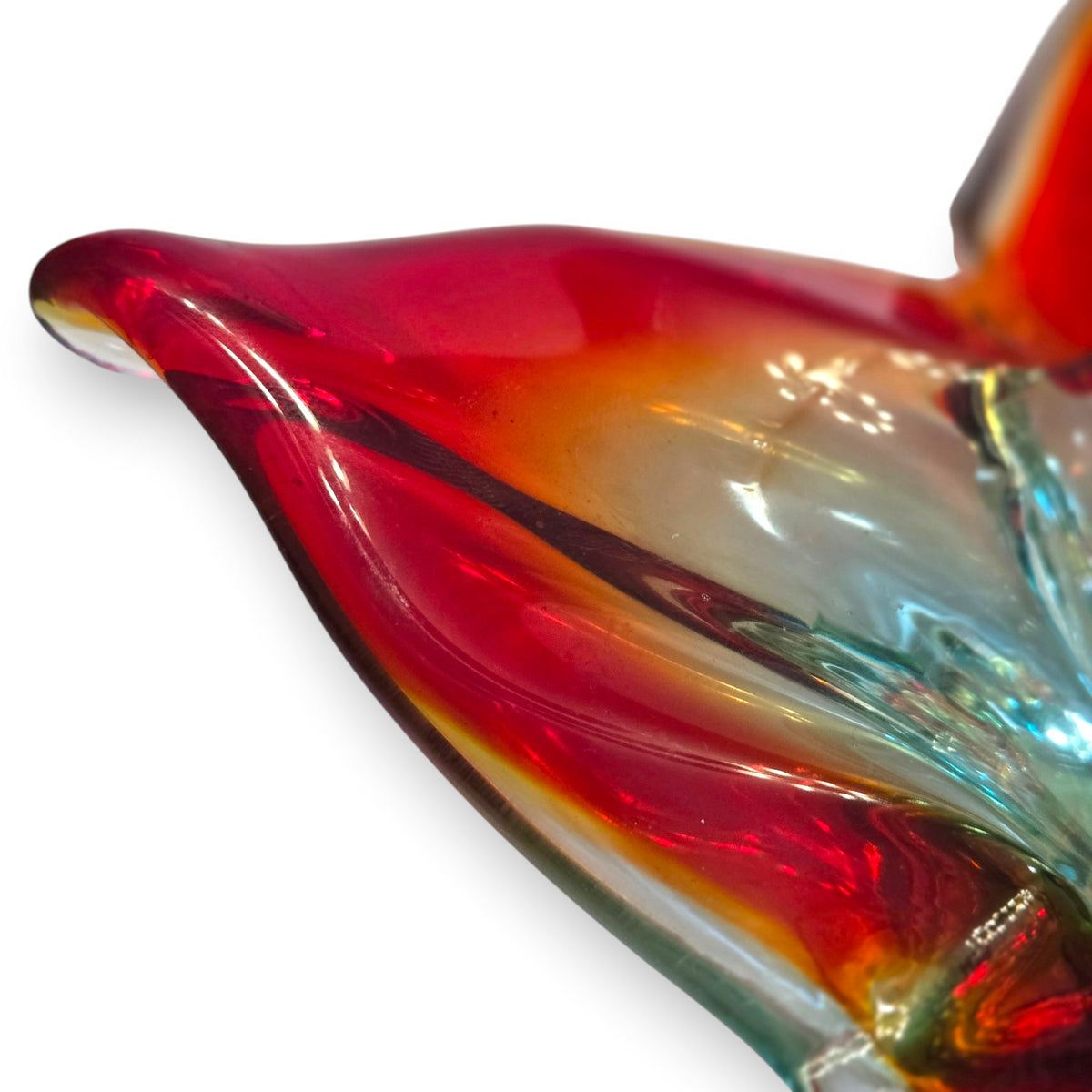 Murano Vintage Ruby Red And Amber Glass Bowl - Red/Amber
