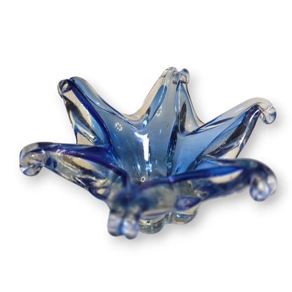 Murano Vintage Blue Star Glass Bowl - Blue