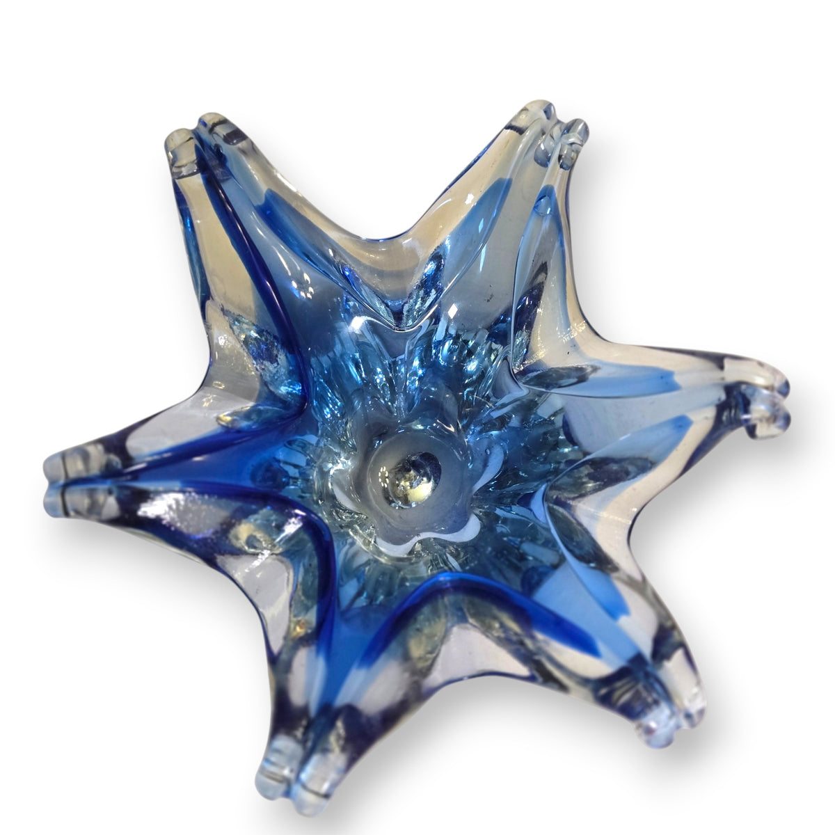 Murano Vintage Blue Star Glass Bowl - Blue