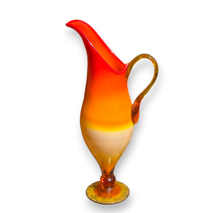 Empoli Vintage Amberina Colouring Red And Orange Glass Jug - Amberina