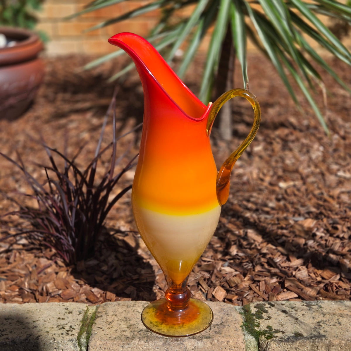 Empoli Vintage Amberina Colouring Red And Orange Glass Jug - Amberina