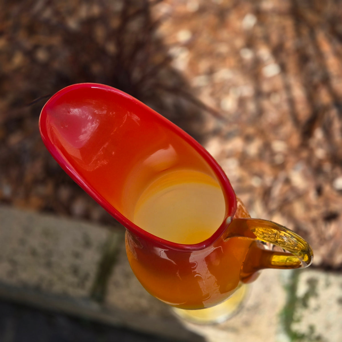 Empoli Vintage Amberina Colouring Red And Orange Glass Jug - Amberina