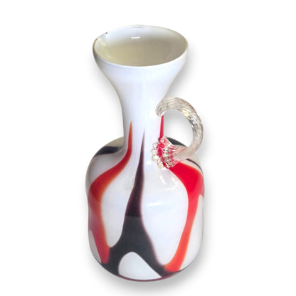 Empoli Vintage Striped Orange And Burgundy Glass Jug - Orange/Burgundy