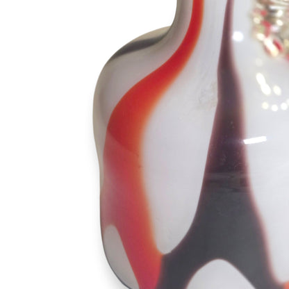 Empoli Vintage Striped Orange And Burgundy Glass Jug - Orange/Burgundy