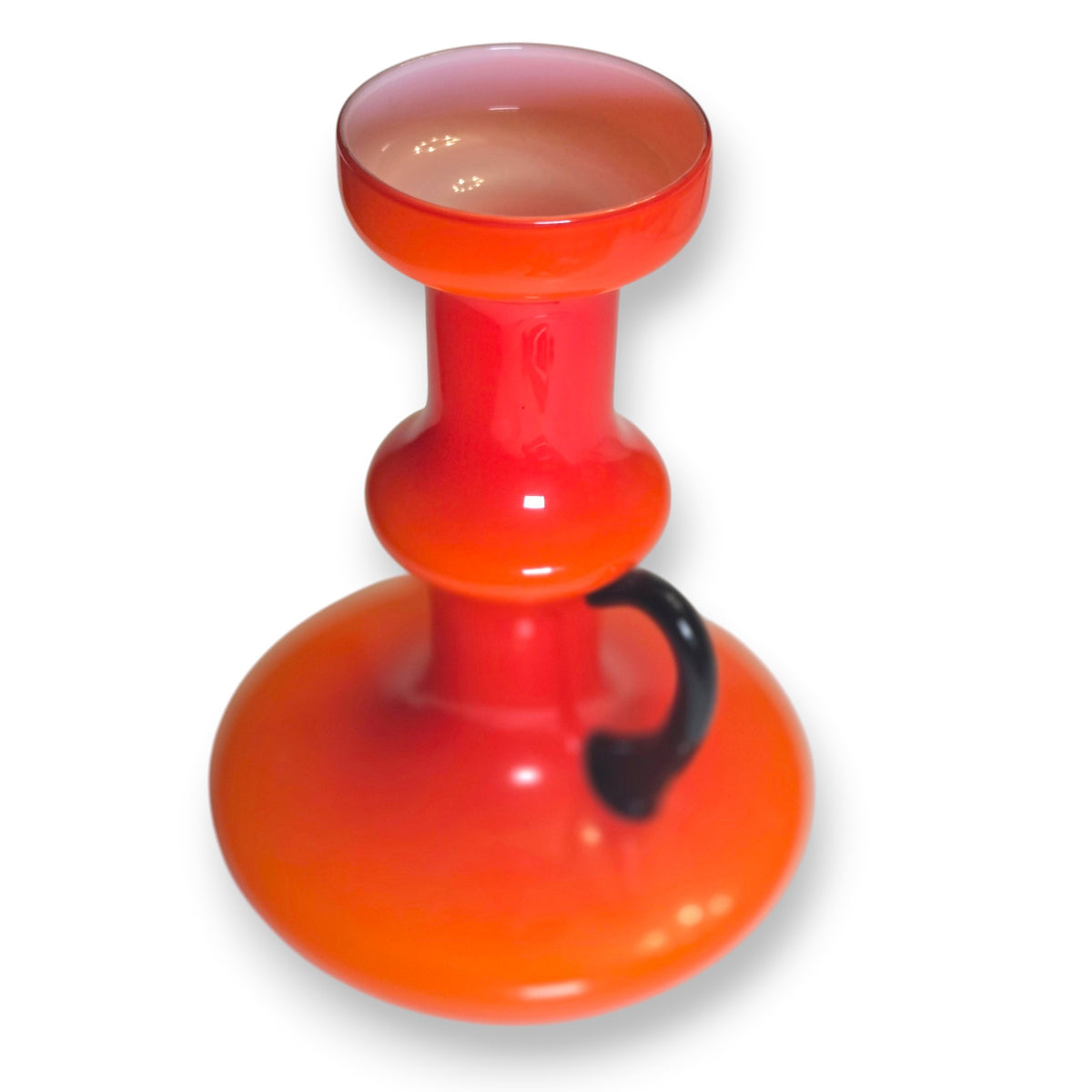 Empoli Vintage Orange And Black Glass Jug  - Orange