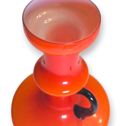 Empoli Vintage Orange And Black Glass Jug  - Orange