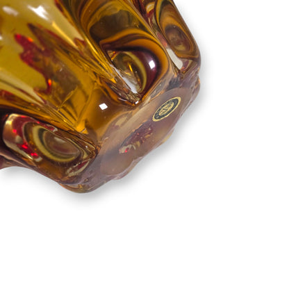 Murano Vintage Red And Amber Glass Bowl - Multi