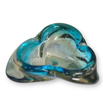 Murano Vintage Aqua Teal Blue Ashtray Bowl - Multi