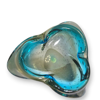 Murano Vintage Aqua Teal Blue Ashtray Bowl - Multi