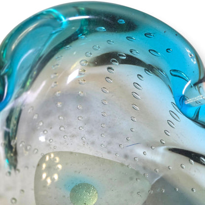 Murano Vintage Aqua Teal Blue Ashtray Bowl - Multi