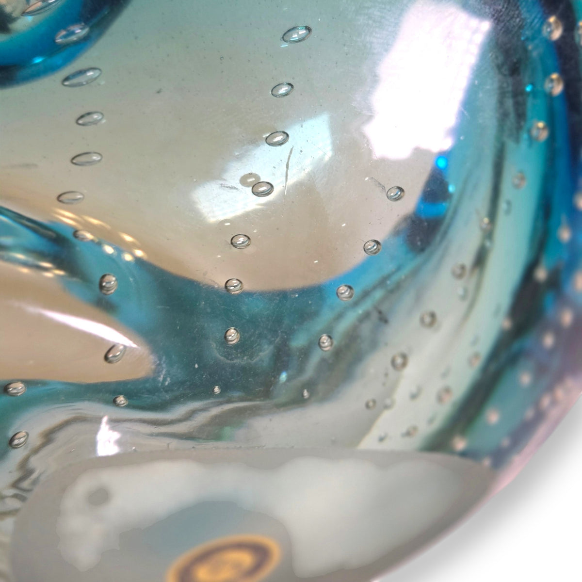 Murano Vintage Aqua Teal Blue Ashtray Bowl - Multi