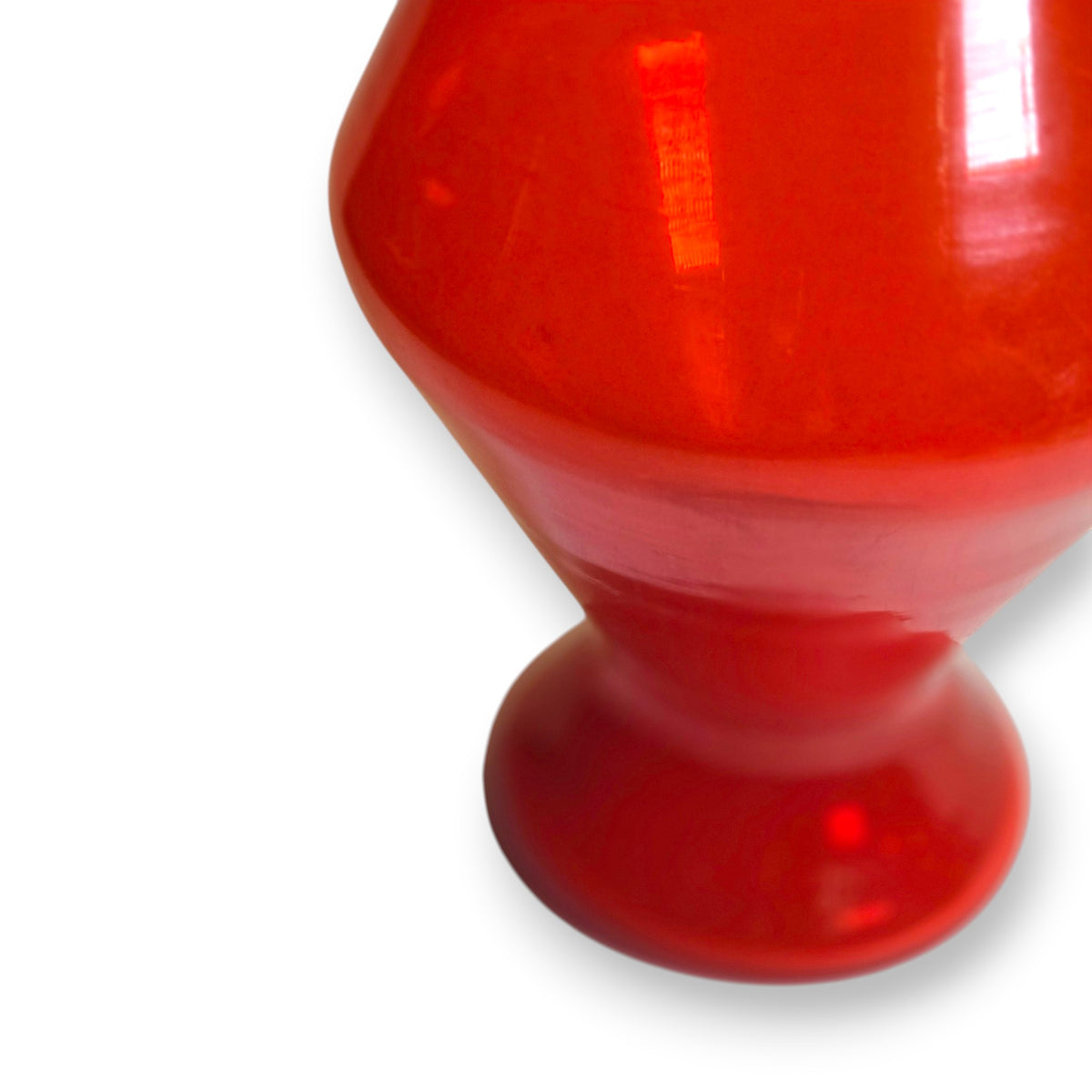 Empoli Vintage Two Handle Deep Red Orange Glass Jug Vase - Red Orange