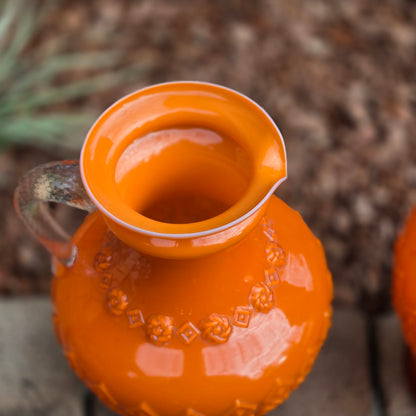 Empoli Vintage Orange Pair Glass Jugs - Orange