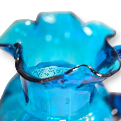 Victorian Antique Blue Glass Pitcher - Blue