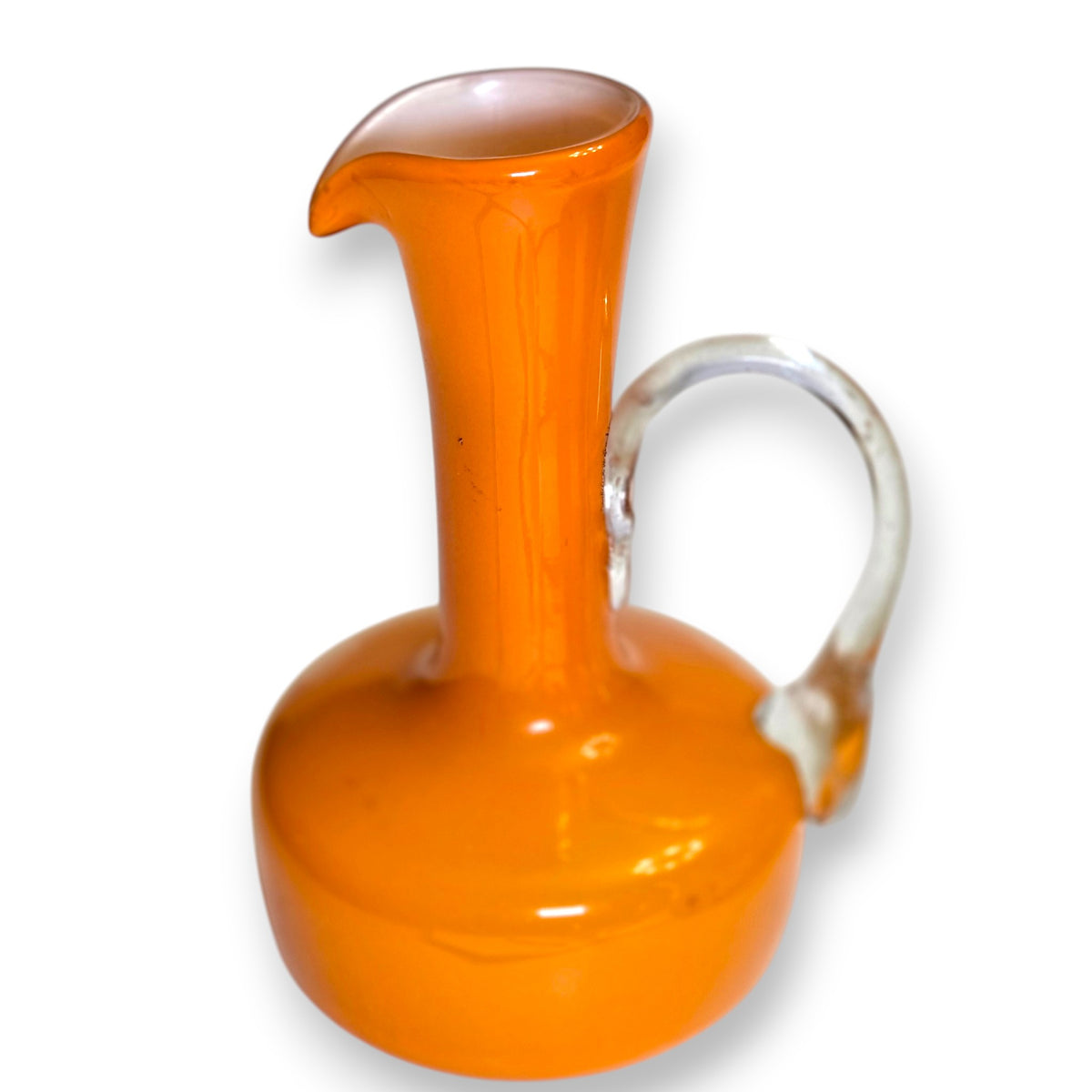 Empoli Vintage Three Piece Orange Glass Jug Vase - Orange
