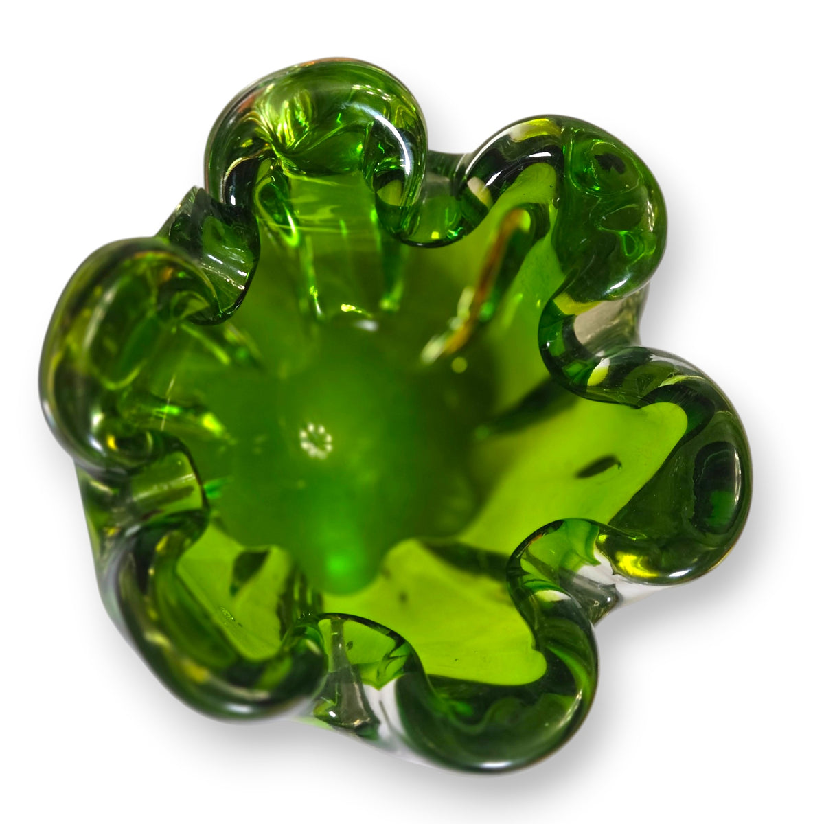 Murano Vintage Emerald Green Ashtray Bowl - Green