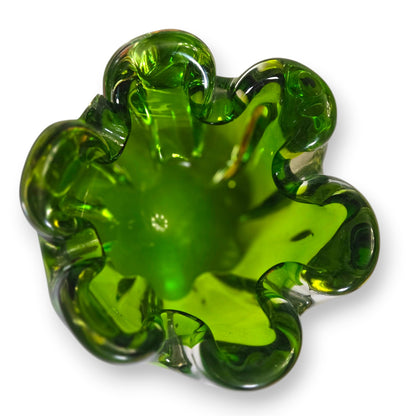 Murano Vintage Emerald Green Ashtray Bowl - Green