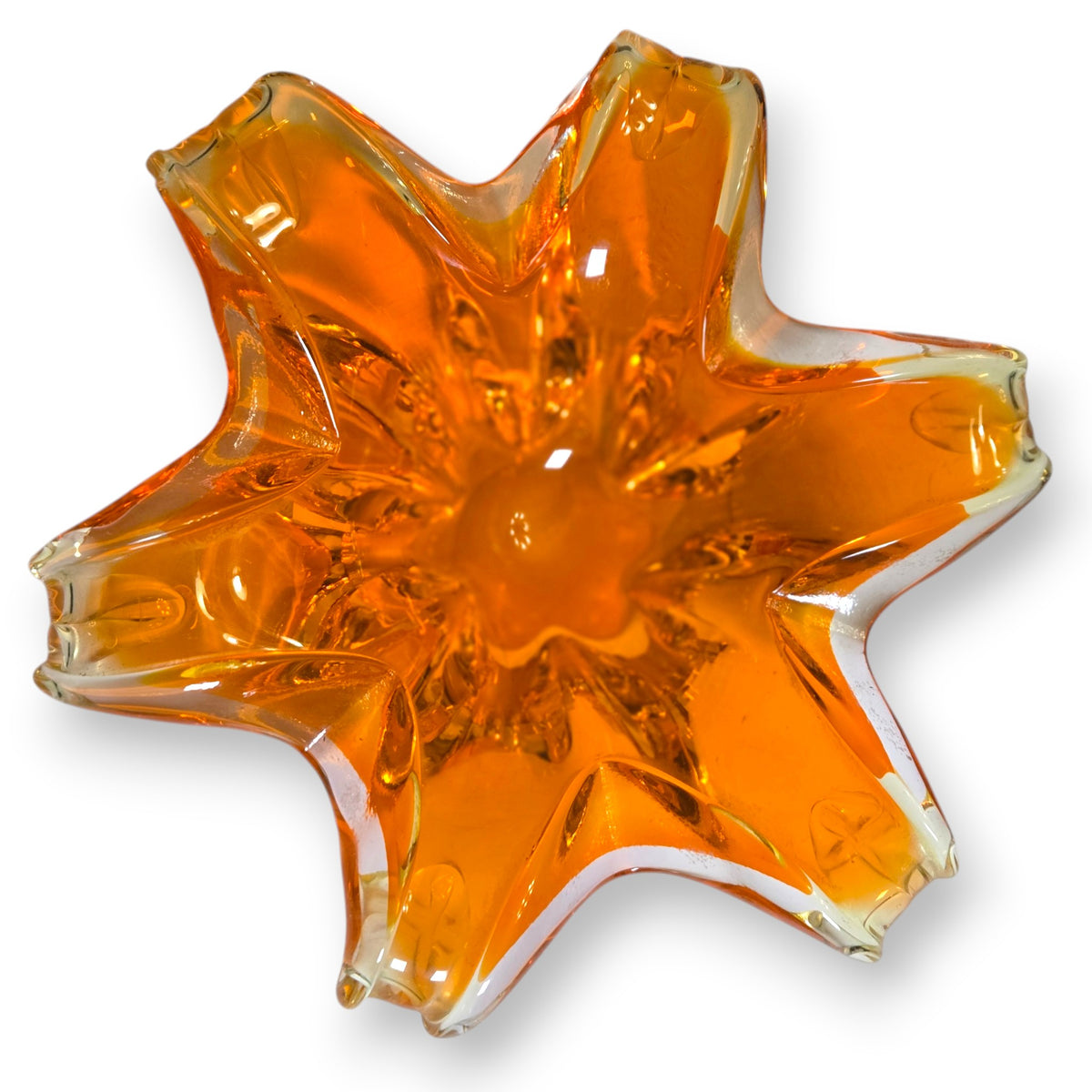 Murano Vintage Orange Honey glass Bowl - Orange