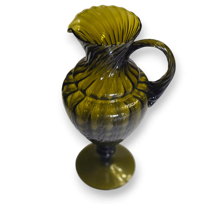 Empoli Vintage Dark Olive Green Glass Jug - Green