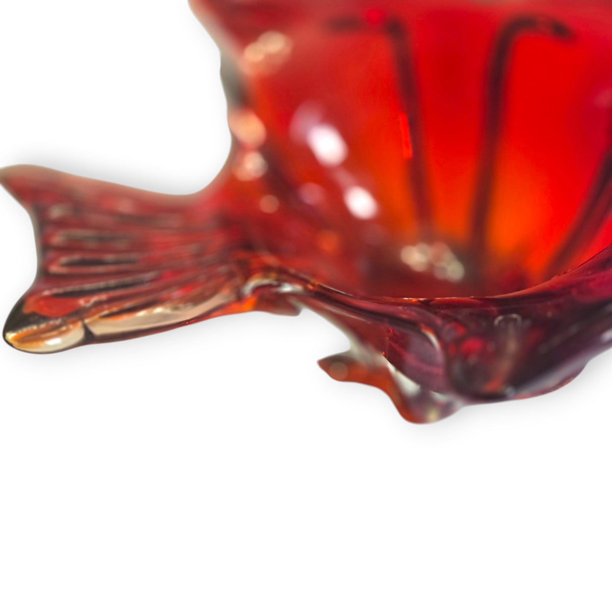 Murano Vintage Ruby Red Glass Swan Bowl - Ruby Red