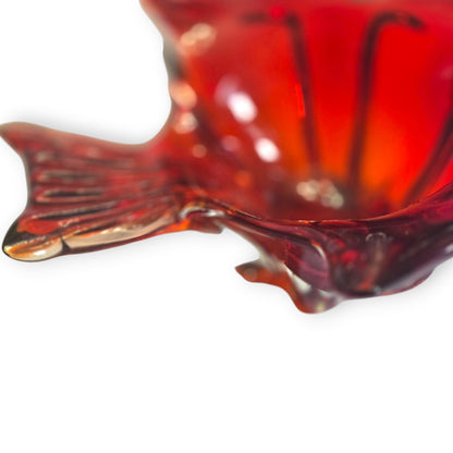 Murano Vintage Ruby Red Glass Swan Bowl - Ruby Red