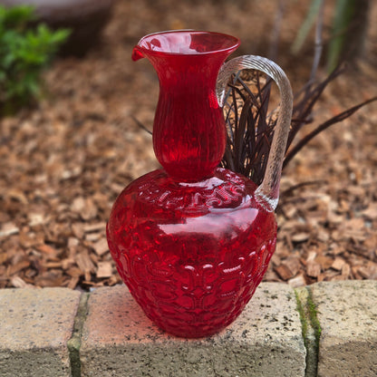 Empoli Vintage Red And Amber Glass Jugs - Red/Amber