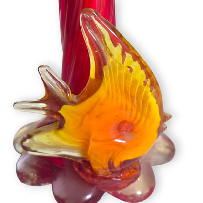 Murano Vintage Set Of Three Red Bud Vases - Red