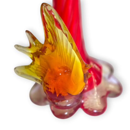 Murano Vintage Set Of Three Red Bud Vases - Red
