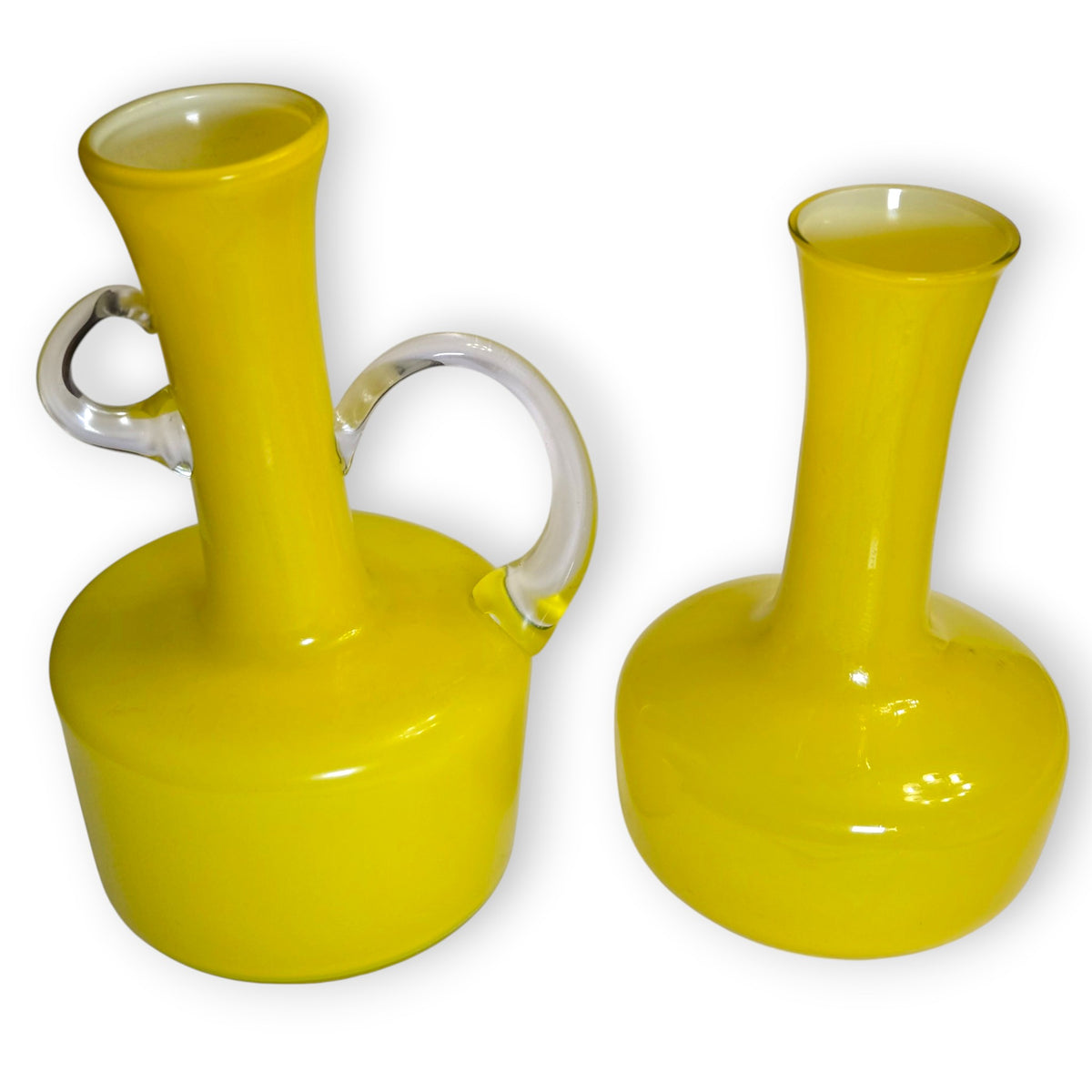 Empoli Vintage Lemon Yellow Glass Jug And Vase - Yellow