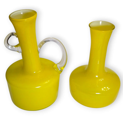 Empoli Vintage Lemon Yellow Glass Jug And Vase - Yellow
