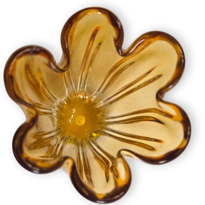 Murano Vintage Honey Amber Colour Glass Vase - Amber
