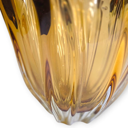 Murano Vintage Honey Amber Colour Glass Vase - Amber