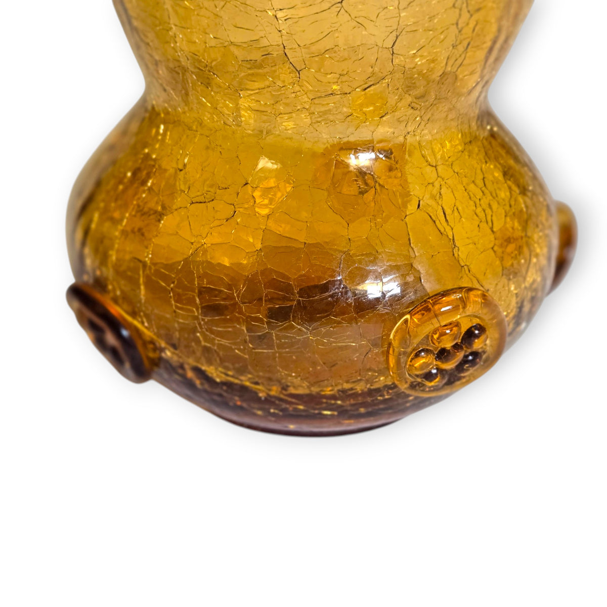 George Davidson Vintage Amber Flower Frog Vase Jug - Amber