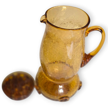 George Davidson Vintage Amber Flower Frog Vase Jug - Amber