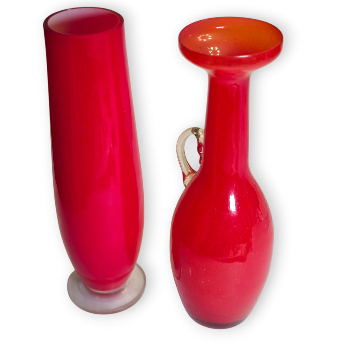 Empoli Vintage Glass Red Jug And Vase - Red